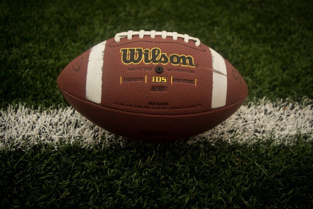 Wilson football on turf.